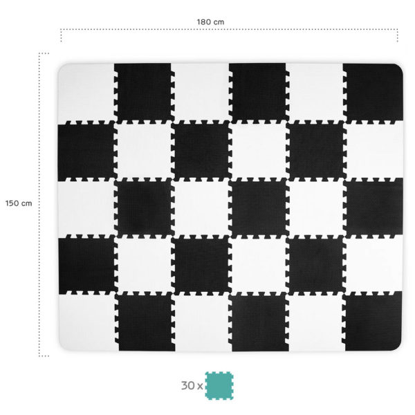 Kinderkraft szivacspuzzle szőnyeg Luno 30db fekete-fehér