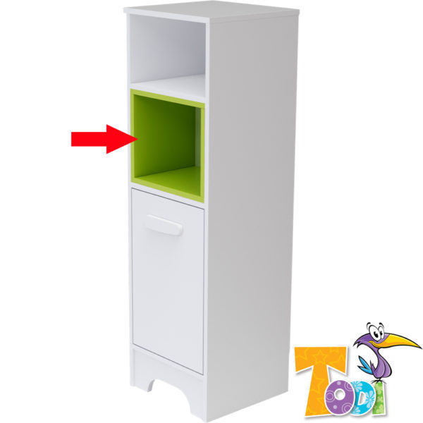 Todi polcbetét keskeny nyitott 1 ajtós szekrényhez Bianco Zöld