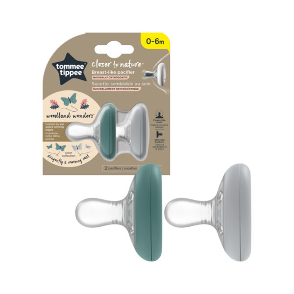 Tommee Tippee nyugtató cumi CTN anyamell formájú 0-6 hó 2db dragonfly and morning mist