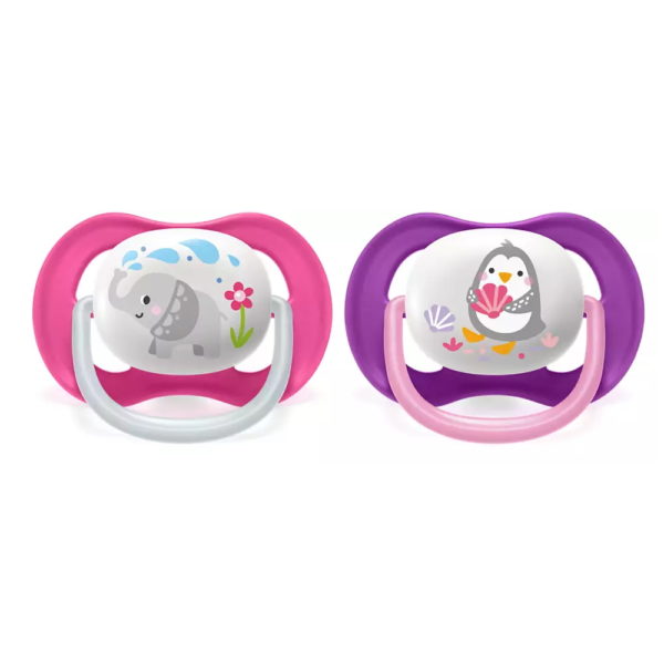 Avent játszócumi ultra air 6-18hó lány állatos 2db