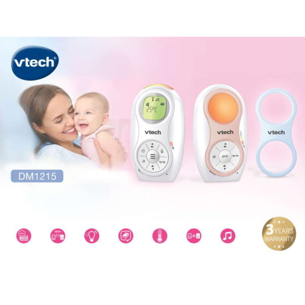 Vtech bébiőr audio dupla akkumulátorral, éjjeli fénnyel, altatódallal