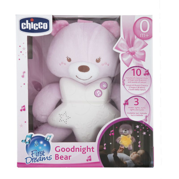 Chicco éjjeli fény zenélő Goodnight bear mackó rózsaszín