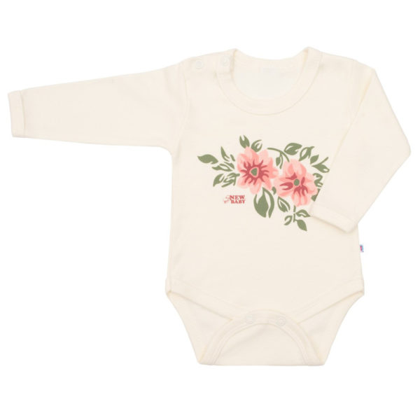 New Baby baba kombidressz hosszú ujjú Flowers bézs 68