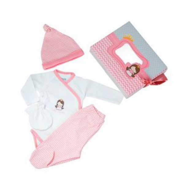 Kikkaboo ajándékszett újszülötteknek (body, nadrág, sapka, kesztyű) Little Princess rózsaszín