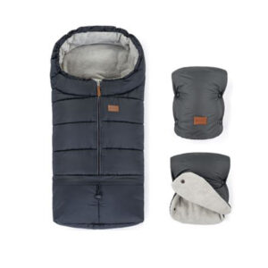 Petite and Mars Téli szett Jibot 3in1 bundazsák és kézmelegítő kesztyű babakocsira Jasie Charcoal Grey