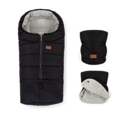 Petite and Mars Téli szett Jibot 3in1 bundazsák és kézmelegítő kesztyű babakocsira Jasie Ink Black