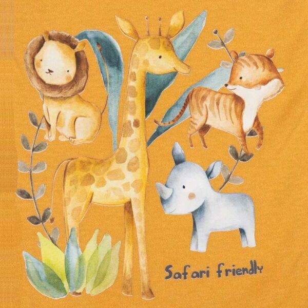 Bébi tipegő hálózsák hosszű ujjú pamut Safari Friendly okker 68/80