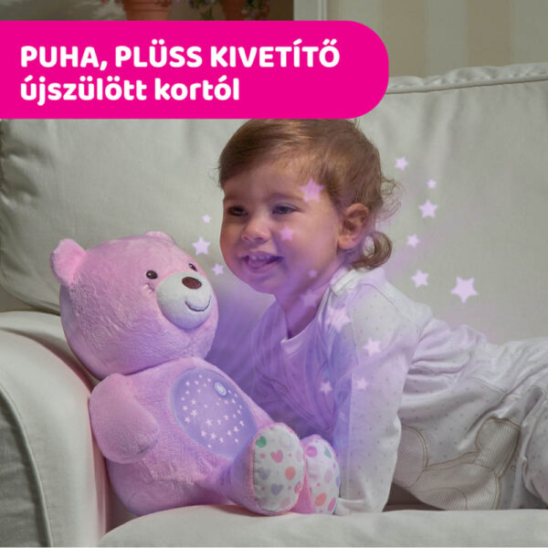 Chicco Baby Bear plüss maci projektorvetítö és éjszakai lámpa rózsaszín