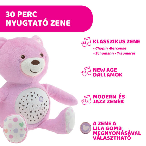 Chicco Baby Bear plüss maci projektorvetítö és éjszakai lámpa rózsaszín