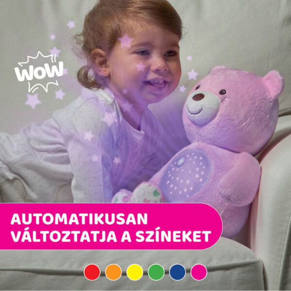 Chicco Baby Bear plüss maci projektorvetítö és éjszakai lámpa rózsaszín