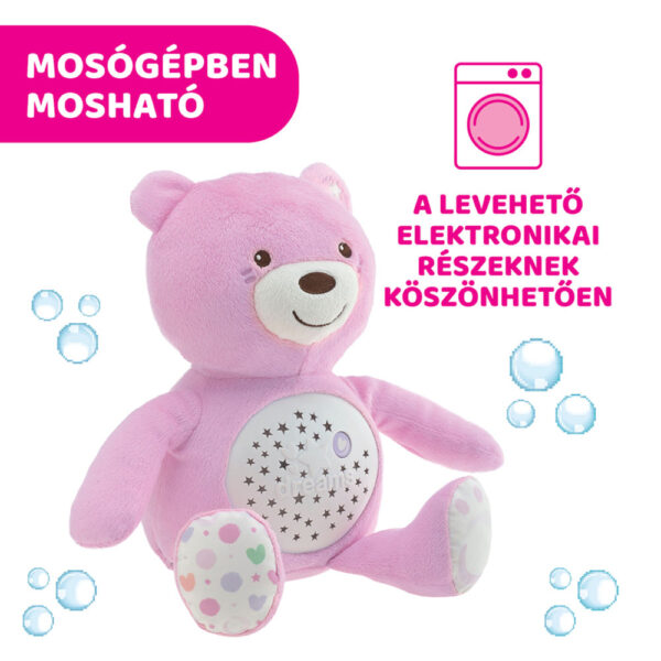 Chicco Baby Bear plüss maci projektorvetítö és éjszakai lámpa rózsaszín