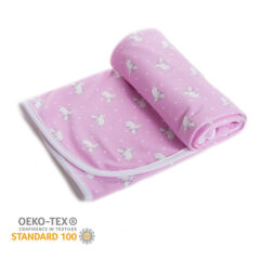 Stella takaró pamut mintás 70x90cm Nyuszi család rózsaszín