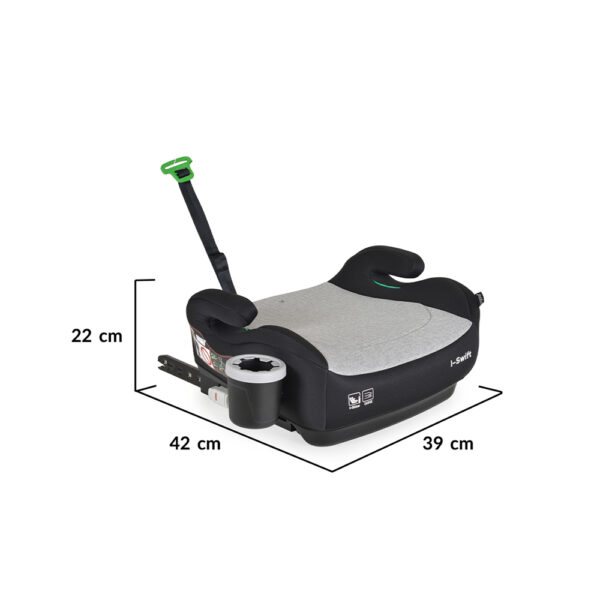 Cangaroo ülésmagasító I-Swift I-Size Isofix pohártartóval 125-150cm szürke