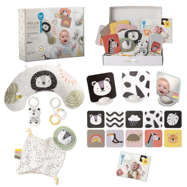 Taf Toys újszölött fejlesztő és játékkészlet Hello Baby Newborn kit