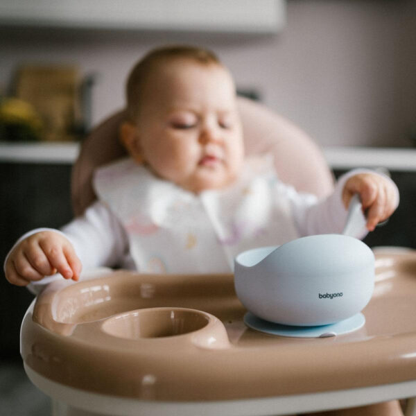 BabyOno tálka szilikon tapadó aljú kék