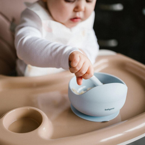 BabyOno tálka szilikon tapadó aljú kék