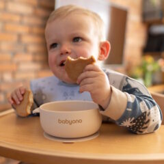 BabyOno babatányér - tapadó aljú, fedeles, mély bézs