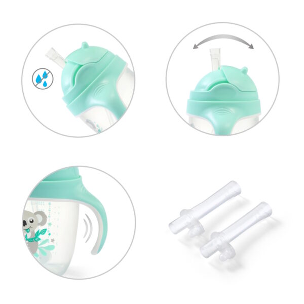 BabyOno itatópohár szívószállal füllel 240ml menta