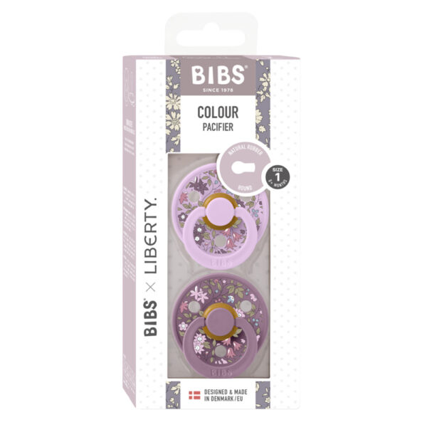 BIBS játszócumi – X Liberty Colour natúr kaucsuk 0-6 hó kamilla viola 2 db