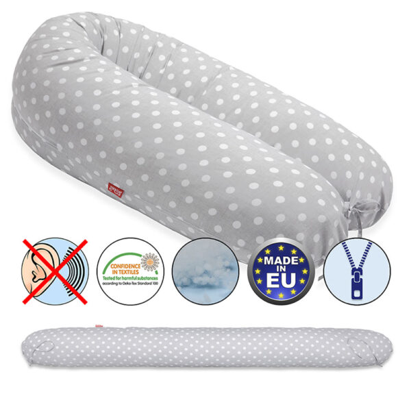 Scamp szoptatós párna univerzális pamut Grey White Dots
