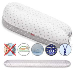 Scamp szoptatós párna univerzális pamut Little Heart White Grey