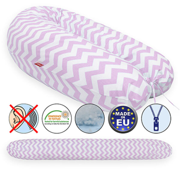 Scamp szoptatós párna univerzális pamut ZigZag Pink White